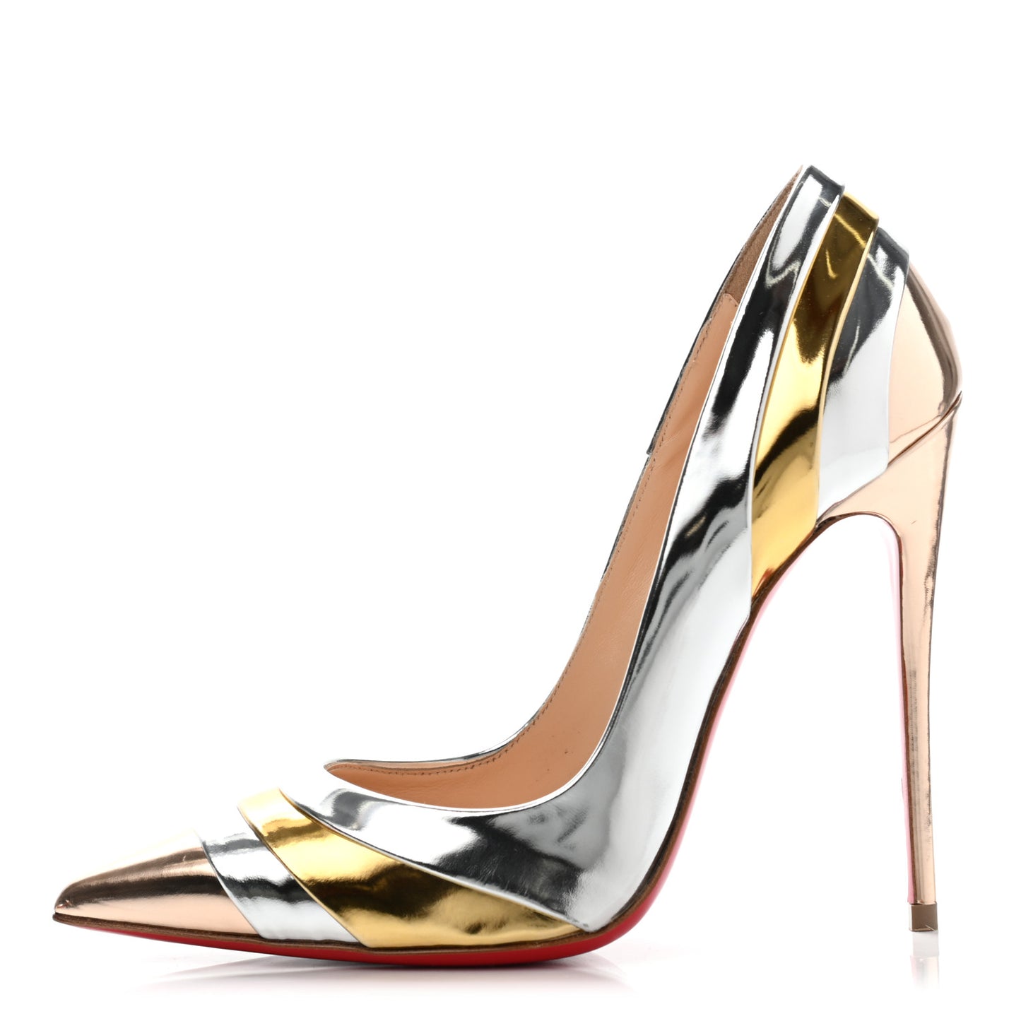 Nappa Patent Veau Mirror Eklectica 120 Pumps 37 Silver