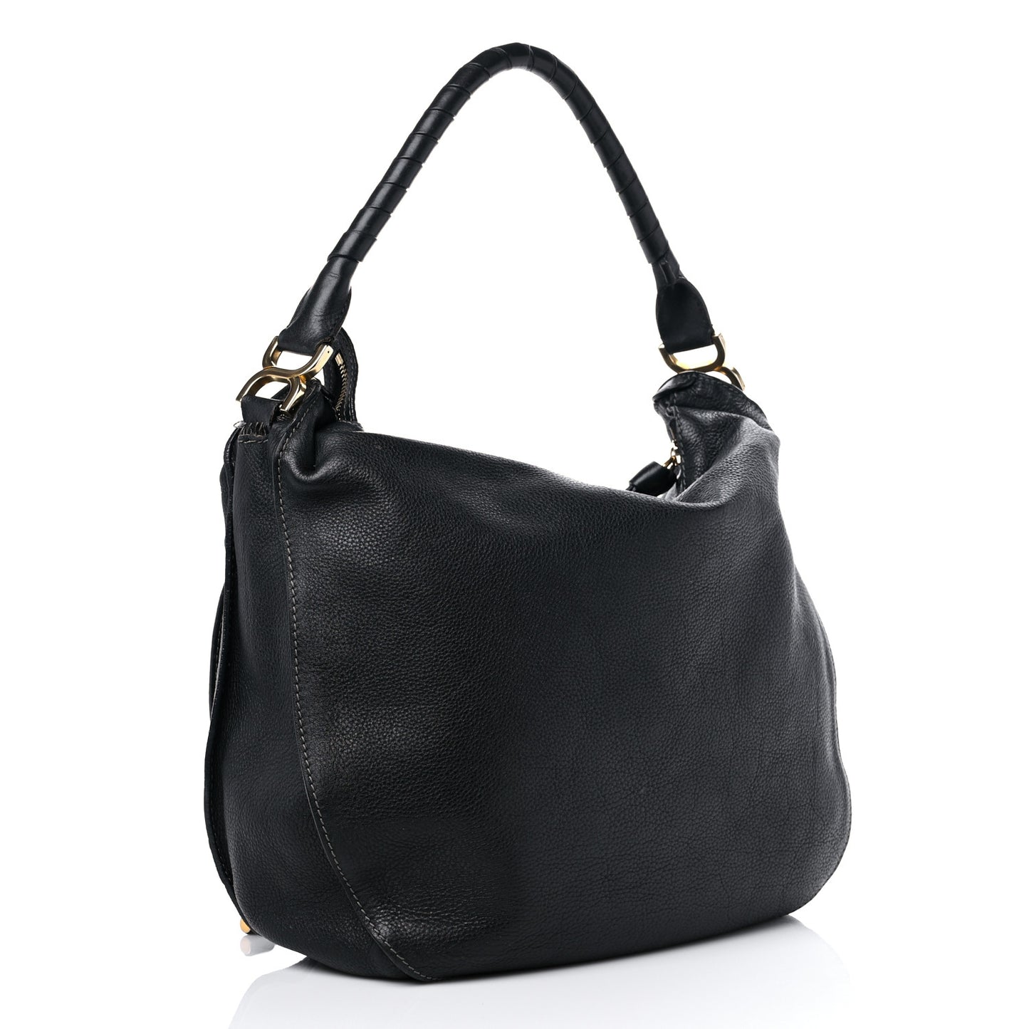 Calfskin Large Marcie Satchel Black