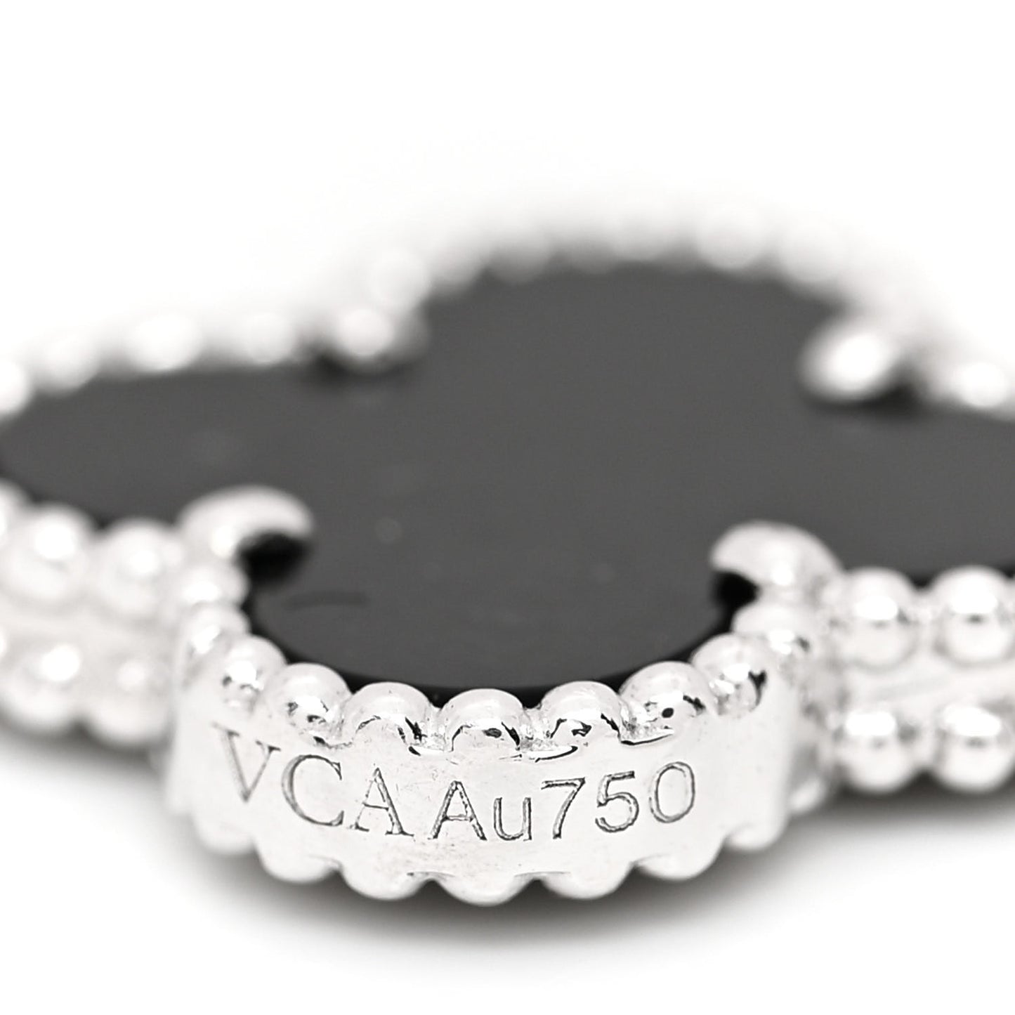 18K White Gold Diamond Black Onyx 5 Motifs Vintage Alhambra Bracelet