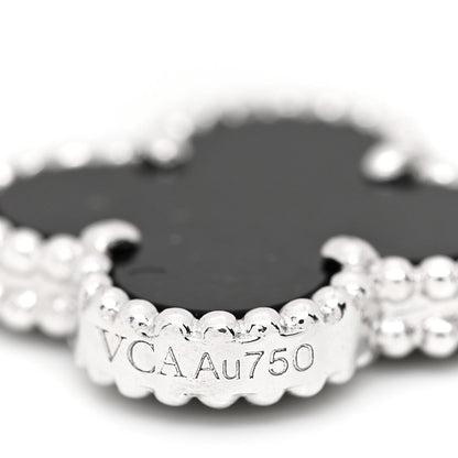 Van Cleef & Arpels 18K White Gold Diamond Black Onyx 5 Motifs Vintage Alhambra Bracelet 4 of 6