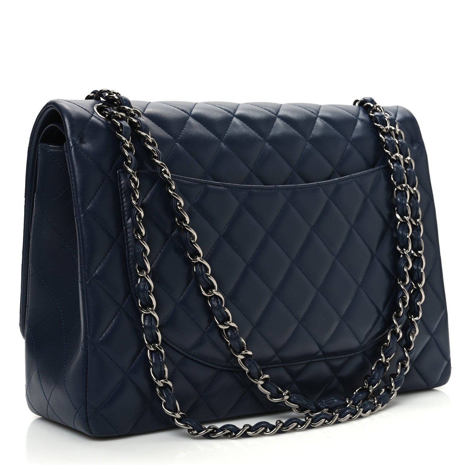 Chanel Lambskin Quilted Maxi Double Flap Dark Blue 3 of 11