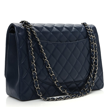 Chanel Lambskin Quilted Maxi Double Flap Dark Blue 3 of 11