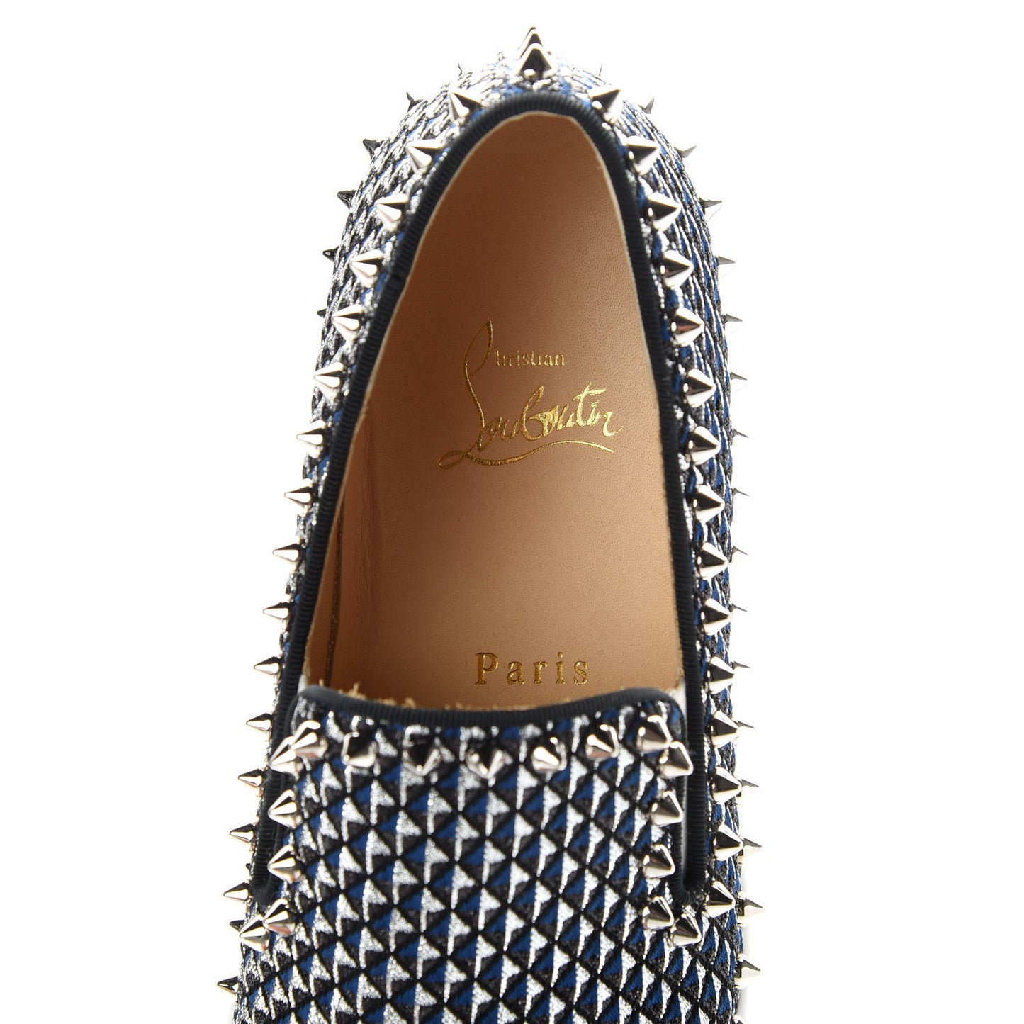 Glitter Pyramide Womens Pik Boat Flats 38.5 Navy Silver