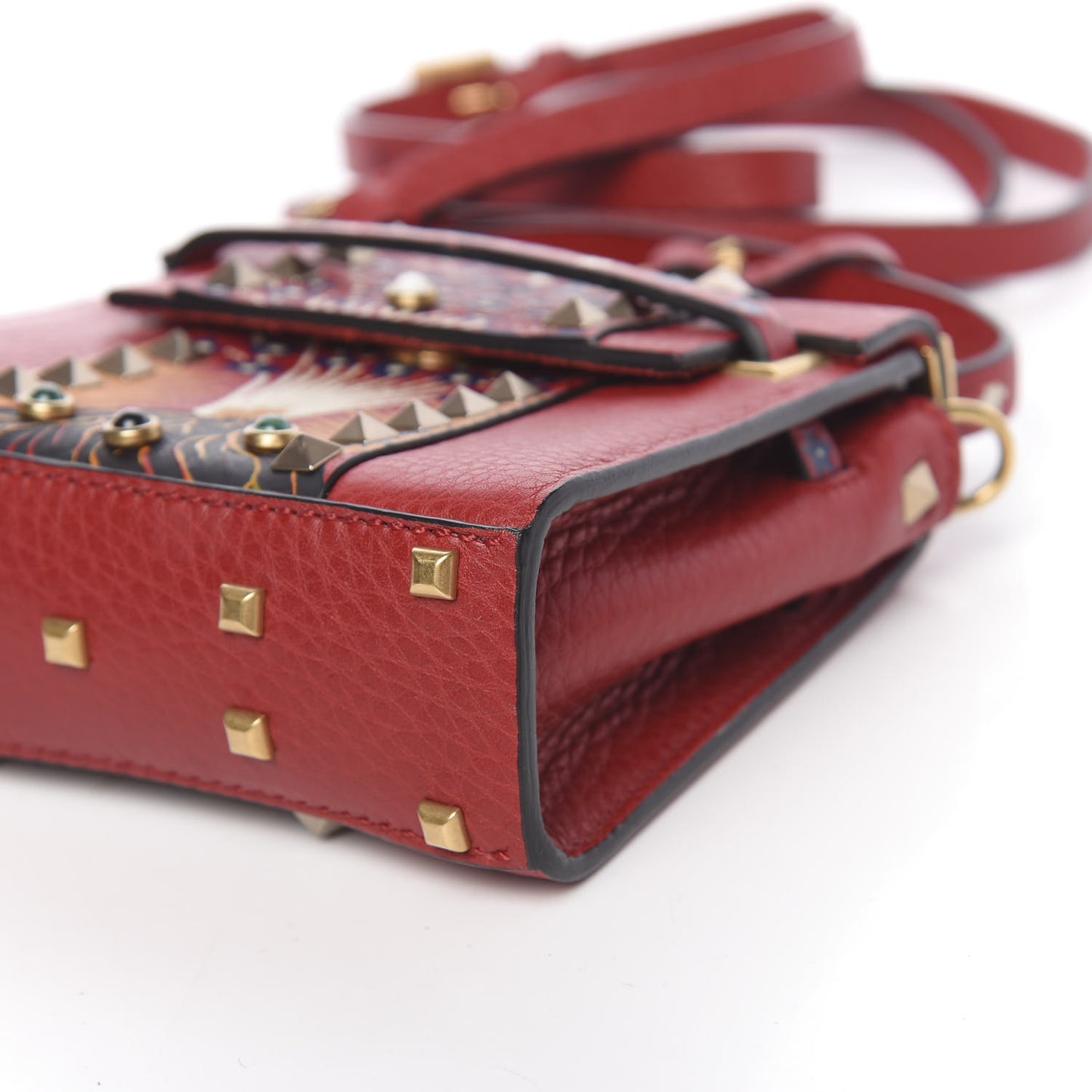 Grained Calfskin Enchanted Wonderland Micro My Rockstud Frame Bag Rosso Valentino