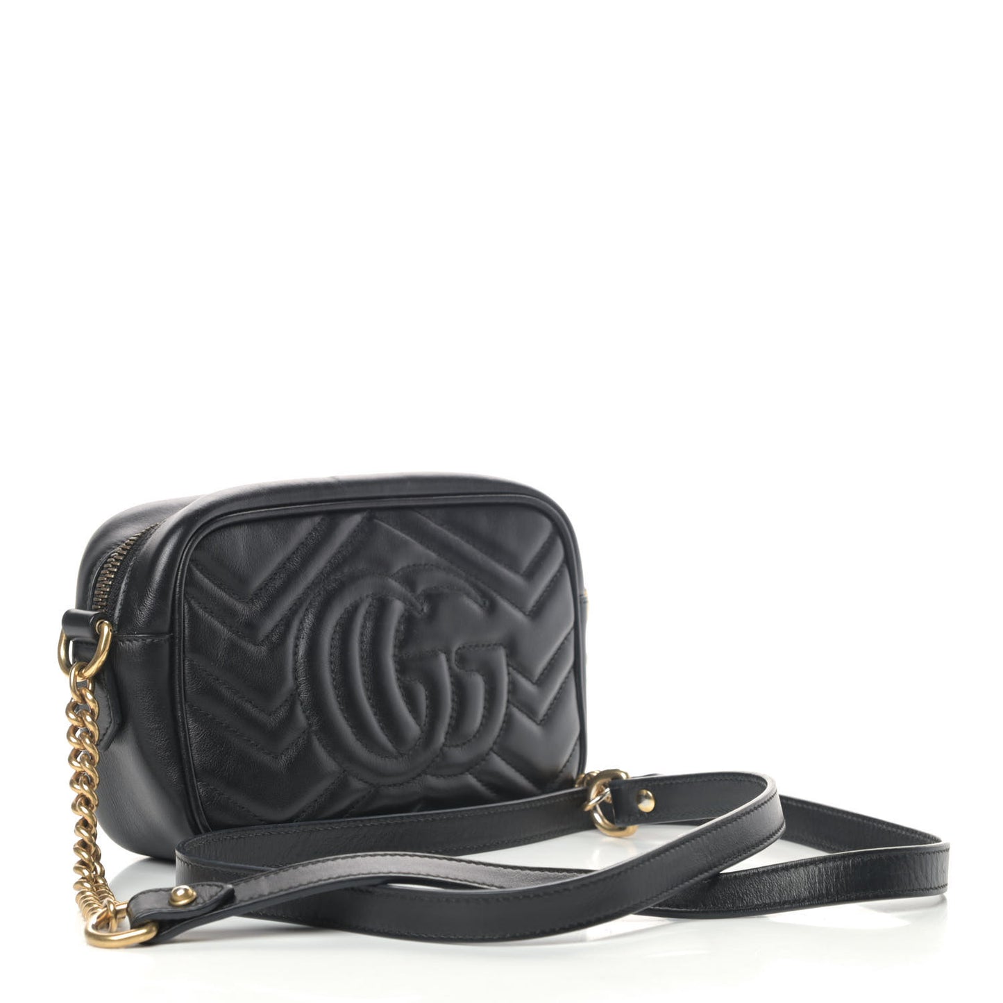 Calfskin Matelasse Mini GG Marmont Chain Shoulder Bag Black