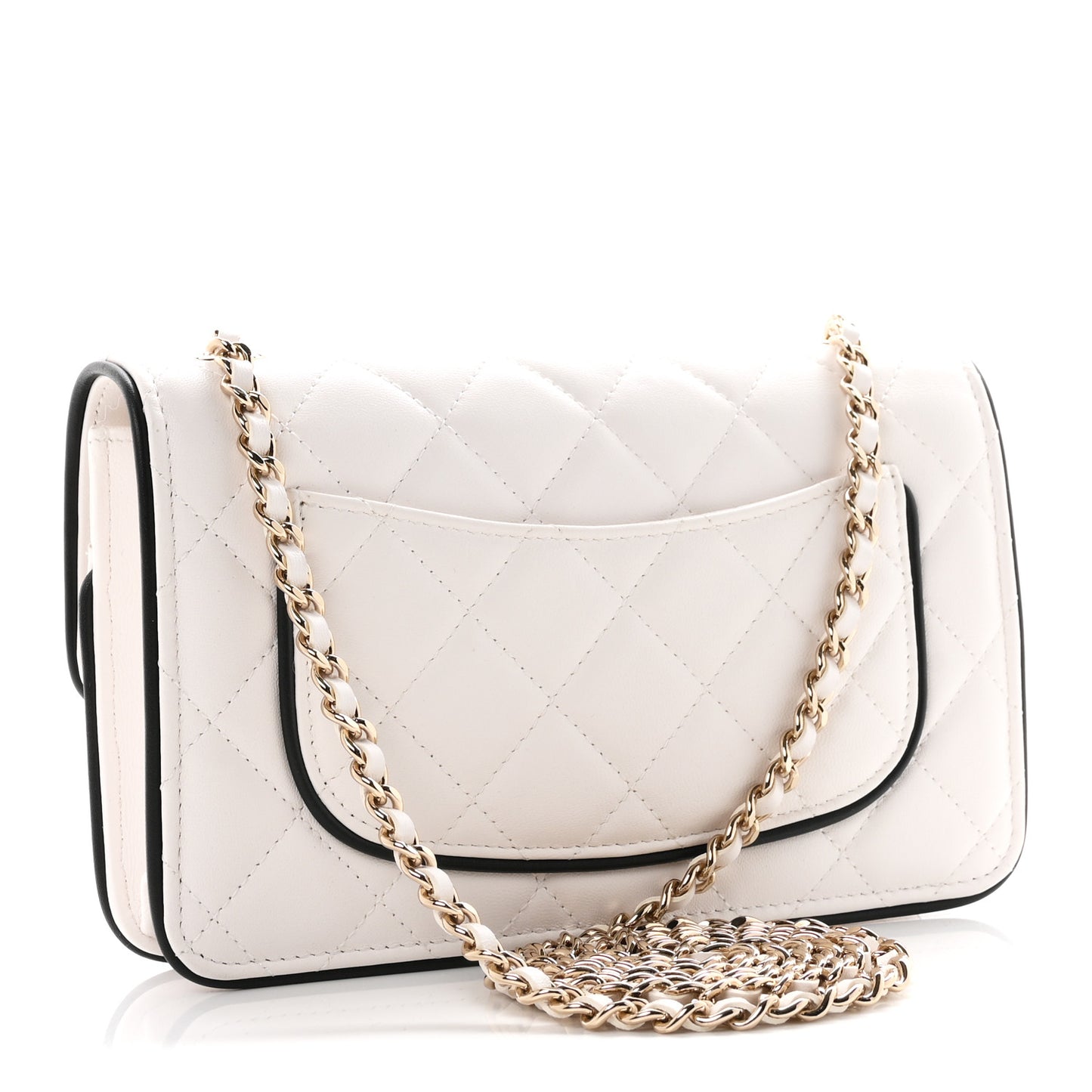 Lambskin Quilted Resin CC Mini Flap Bag White Black