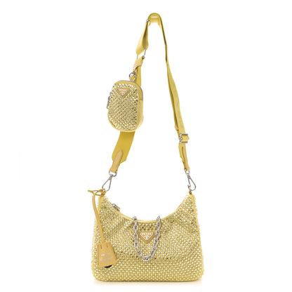 Prada Satin Crystal Re-Edition 2005 Shoulder Bag Ananas 1 of 11