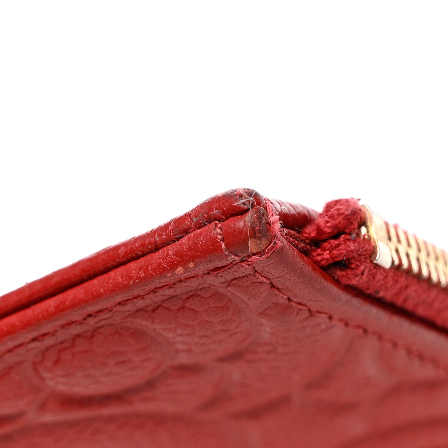 Chanel Caviar Camellia Embossed Classic Flat Wallet Pouch Red 11 of 15