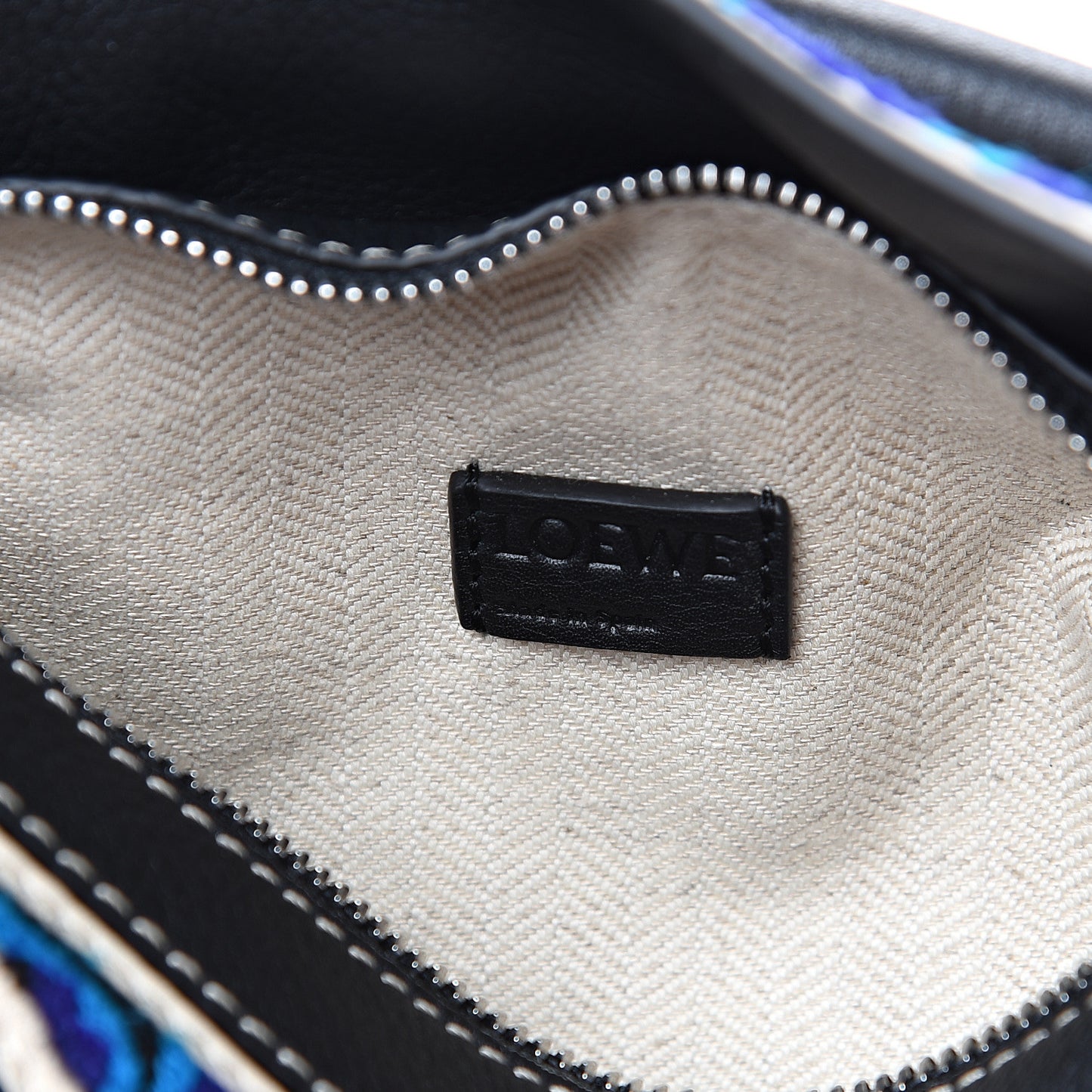 X William De Morgan Calfskin Embroidered Mini Puzzle Bag Black Multicolor
