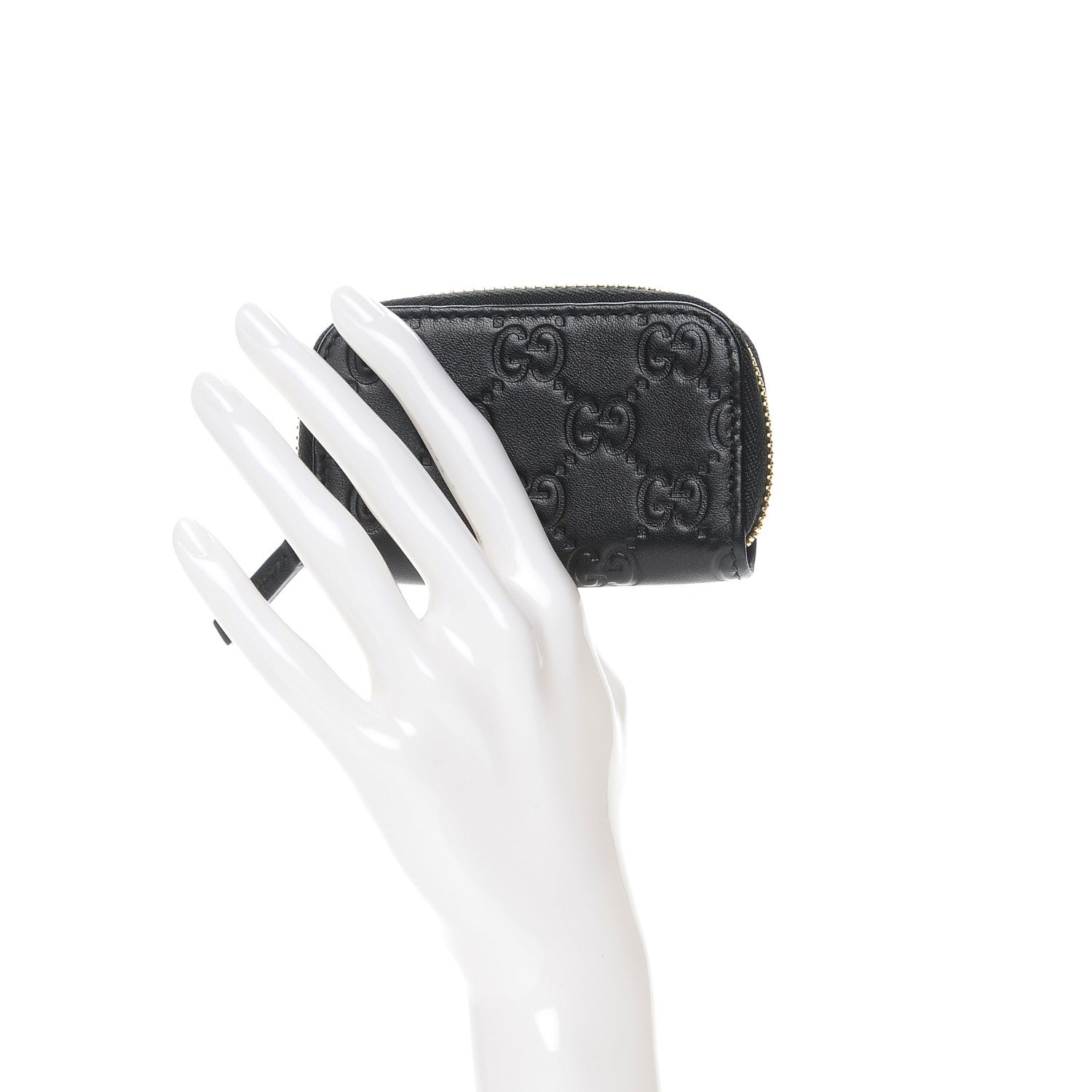 Gucci Guccissima Zip Around Coin Purse Wallet Black 2 of 8