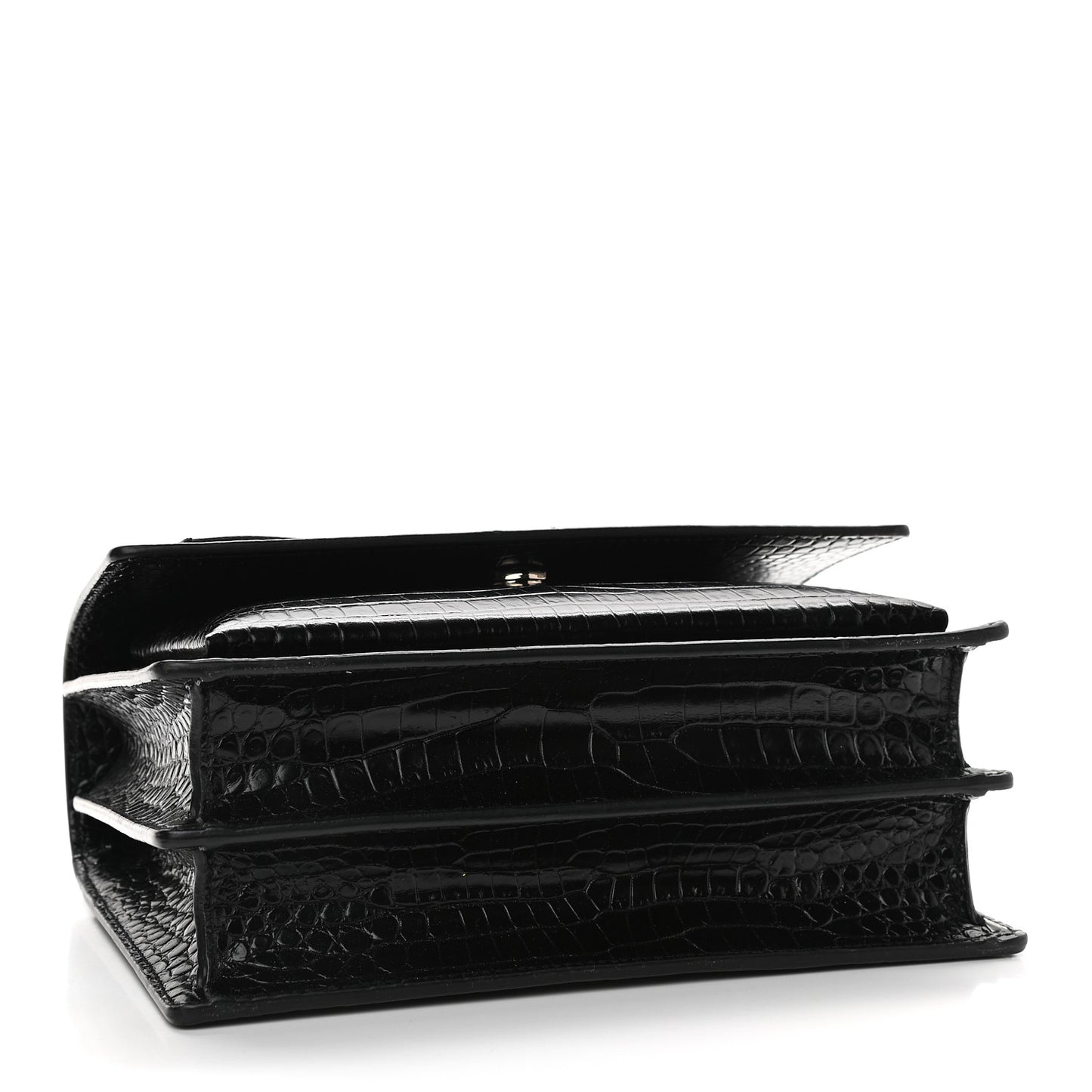 Calfskin Crocodile Embossed Medium Monogram Sunset Black