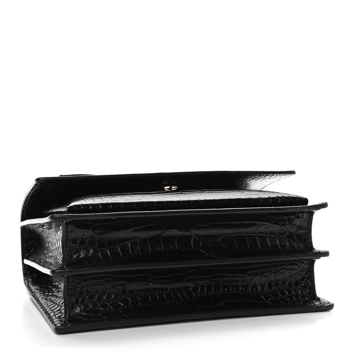 Saint Laurent Calfskin Crocodile Embossed Medium Monogram Sunset Black 4 of 8