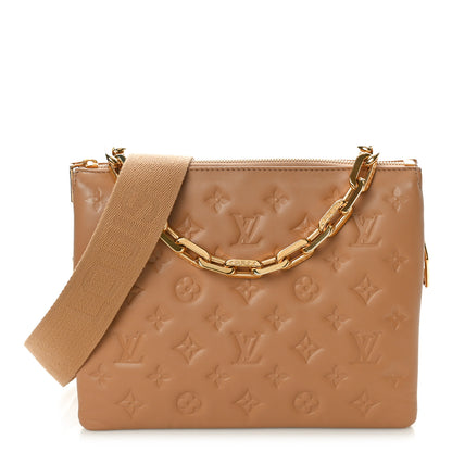 Louis Vuitton Lambskin Embossed Monogram Coussin PM Camel 1 of 9