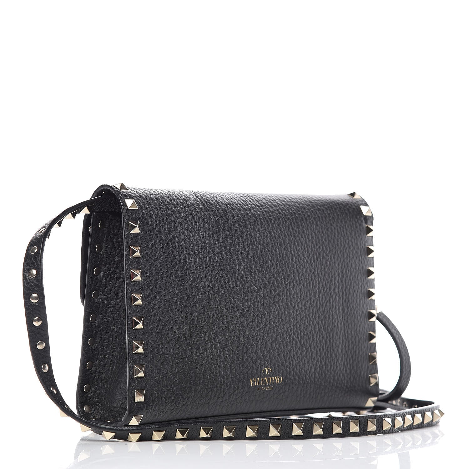 Valentino Garavani Pebbled Calfskin Medium Rockstud Flip Lock Crossbody Bag Black 3 of 10