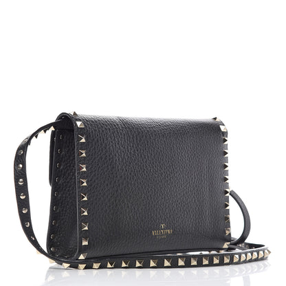 Valentino Garavani Pebbled Calfskin Medium Rockstud Flip Lock Crossbody Bag Black 3 of 10