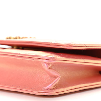 Chanel Iridescent Calfskin Quilted Chanel 19 Wallet On Chain WOC Pink 9 of 12