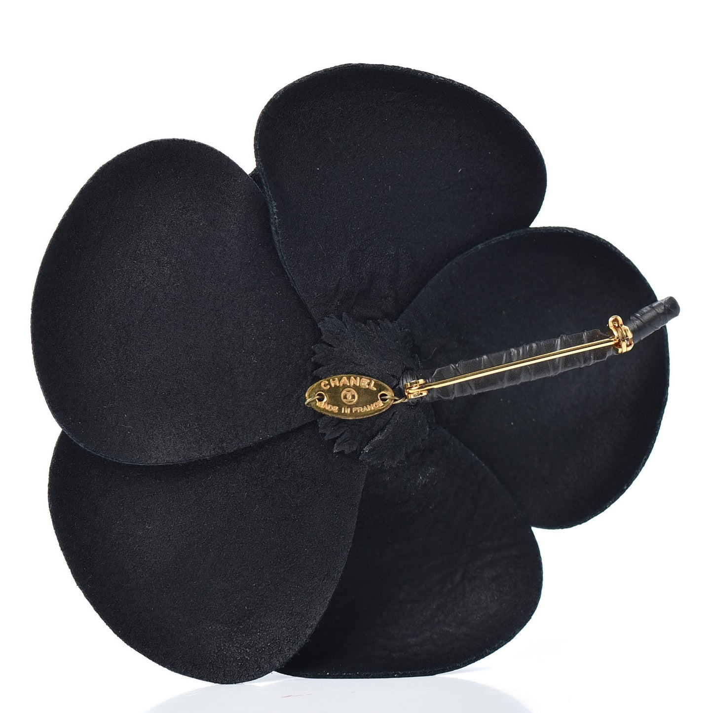 Lambskin Camellia Brooch Black