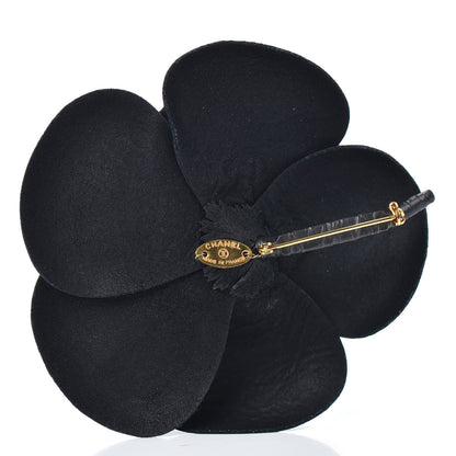 Chanel Lambskin Camellia Brooch Black 3 of 4