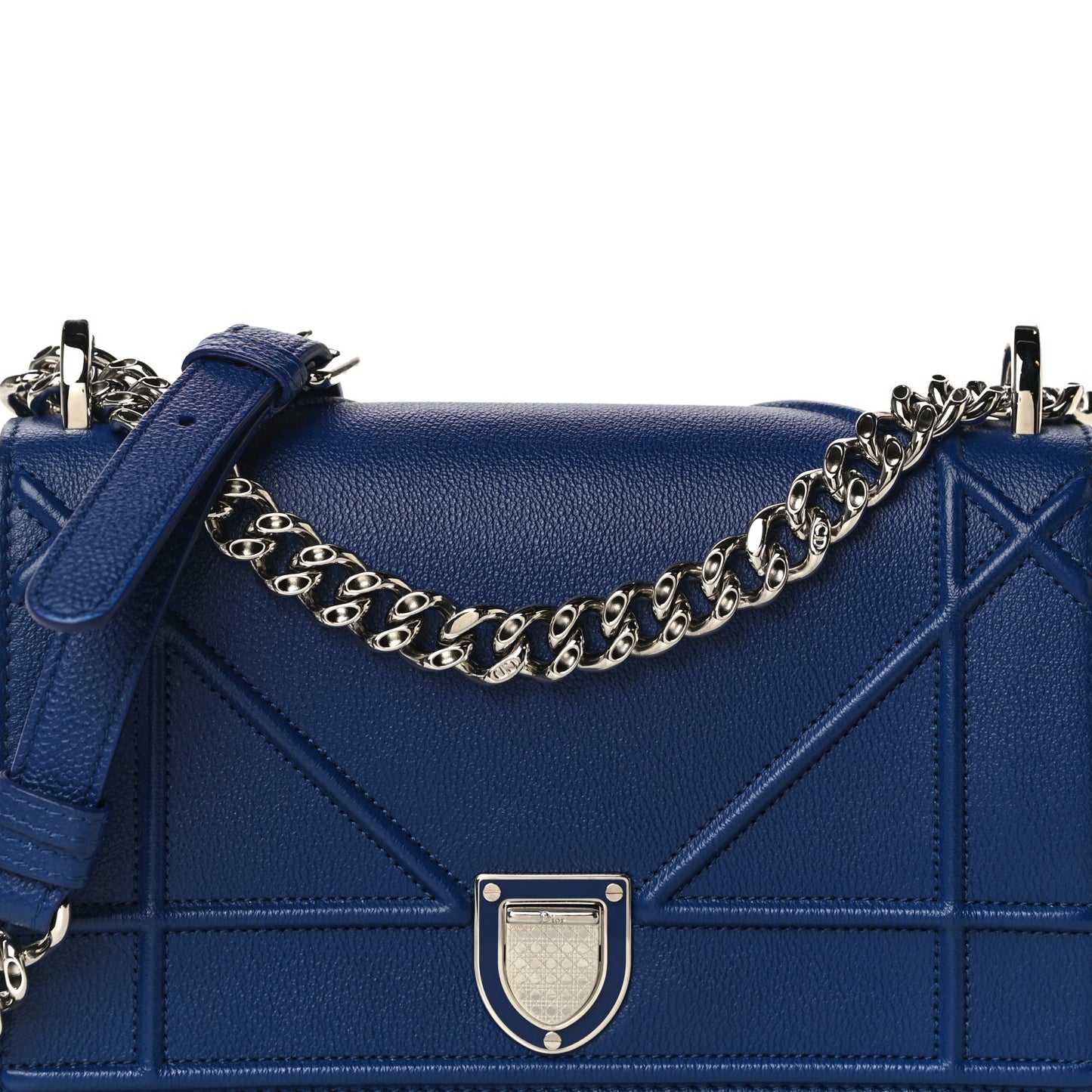 Grained Calfskin Small Diorama Flap Bag Bleu De Minuit