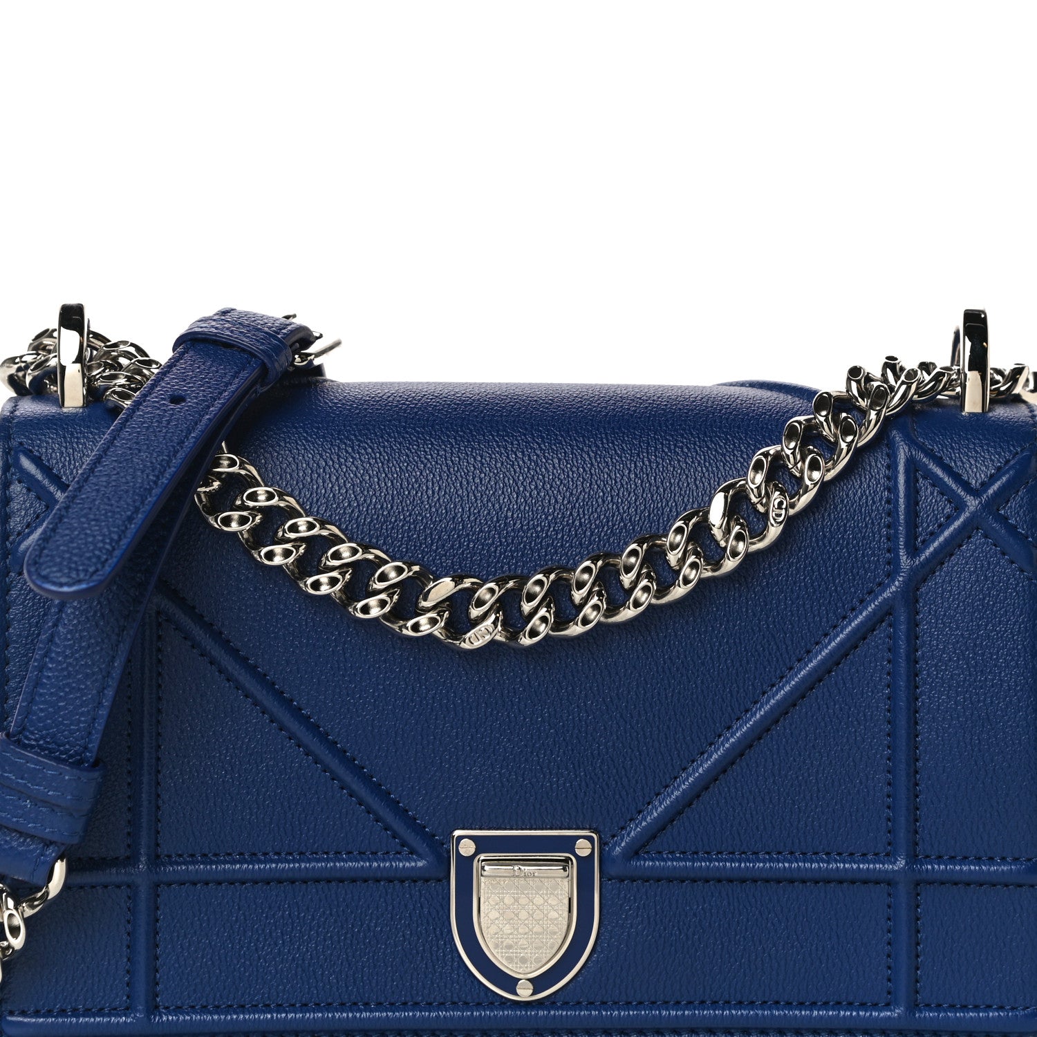 Christian Dior Grained Calfskin Small Diorama Flap Bag Bleu De Minuit 7 of 9