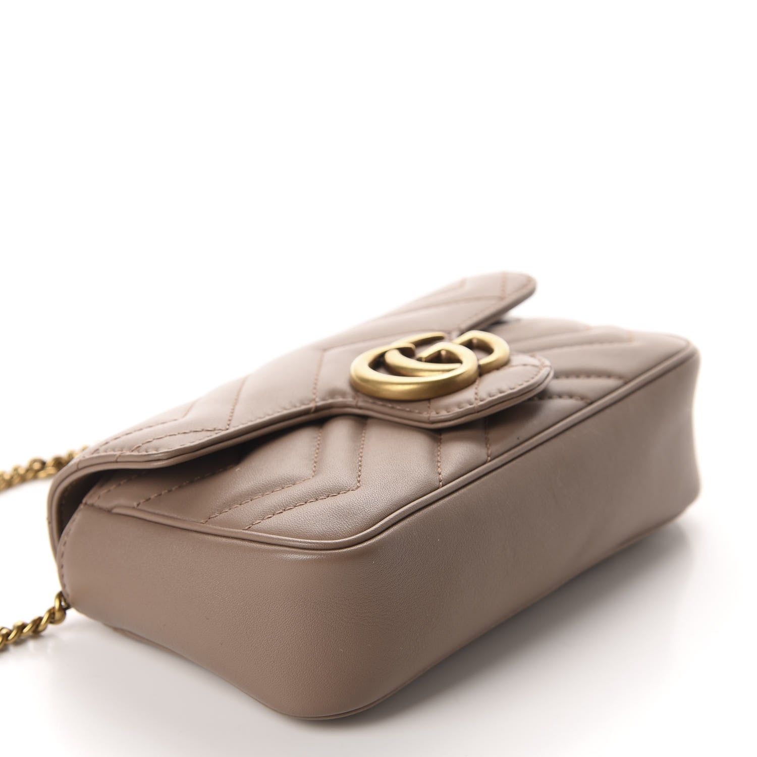 Gucci Calfskin Matelasse Super Mini GG Marmont Shoulder Bag Porcelain Rose 3 of 10