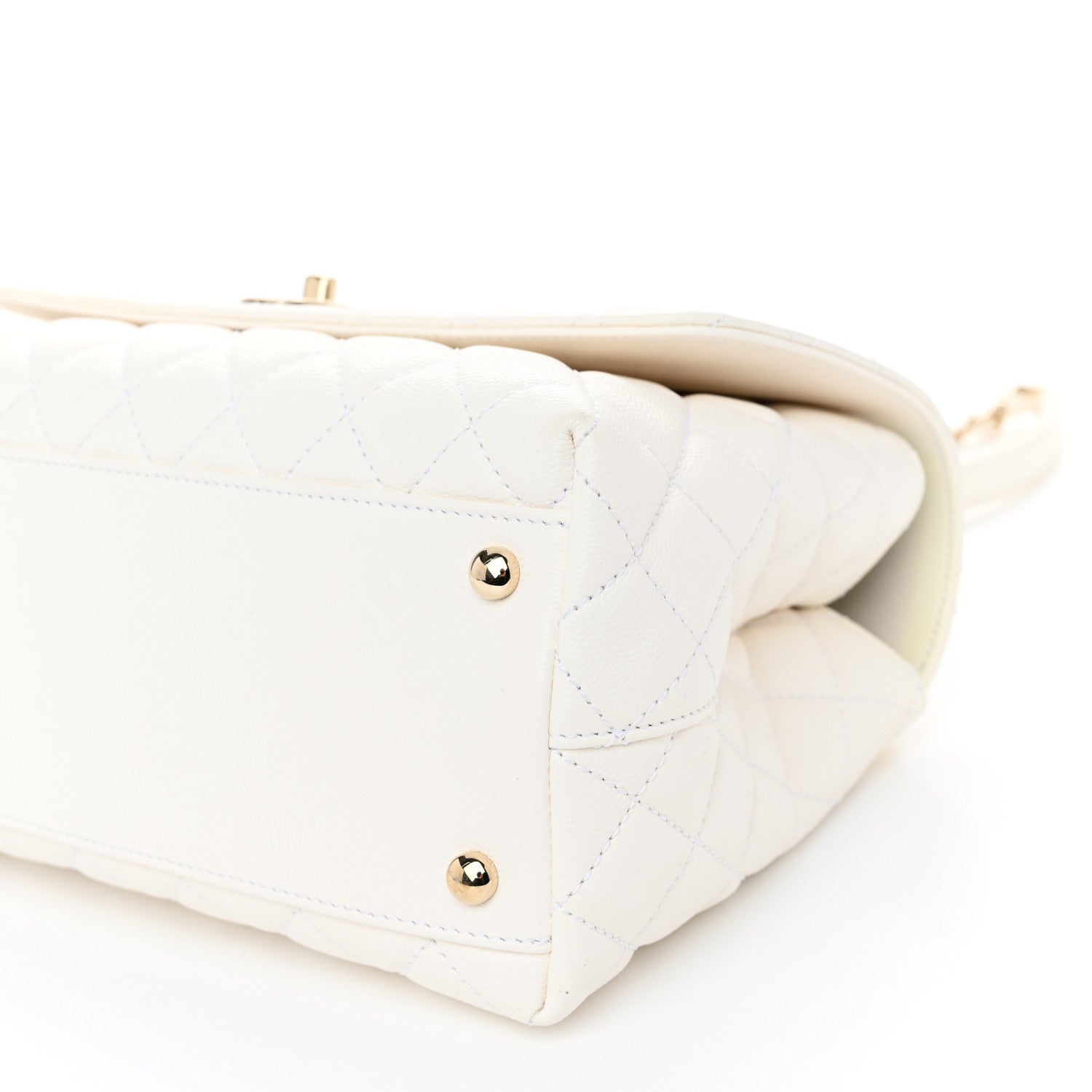 Chanel Caviar Quilted Small Coco Handle Flap White 10 of 12