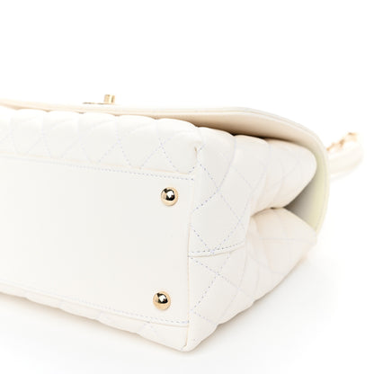 Chanel Caviar Quilted Small Coco Handle Flap White 10 of 12