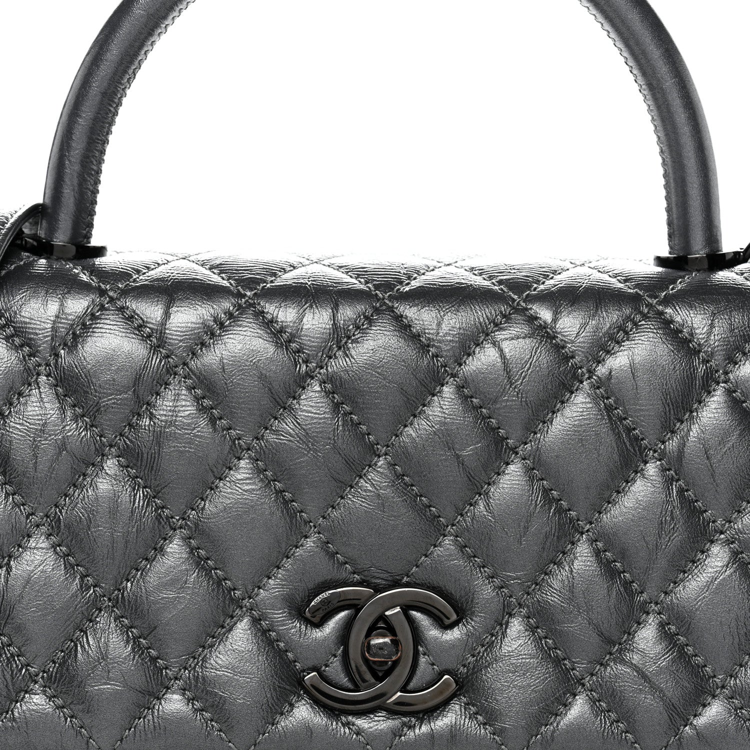 Chanel Metallic Aged Calfskin Quilted Small Coco Handle Flap