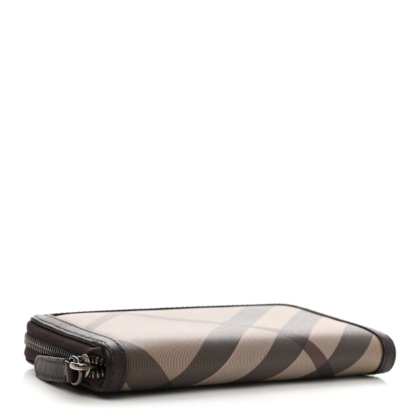 Smoked Check Zip Around Wallet Chocolate