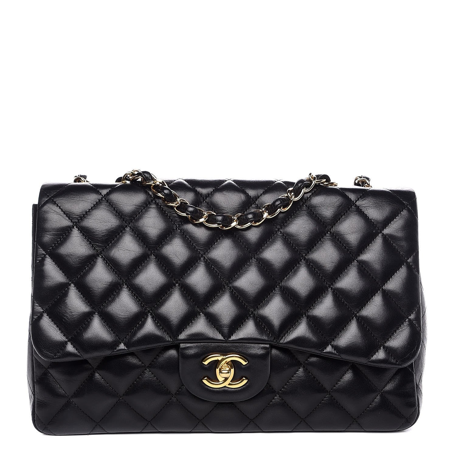 Chanel Lambskin Quilted Jumbo Single Flap Black 1 of 8