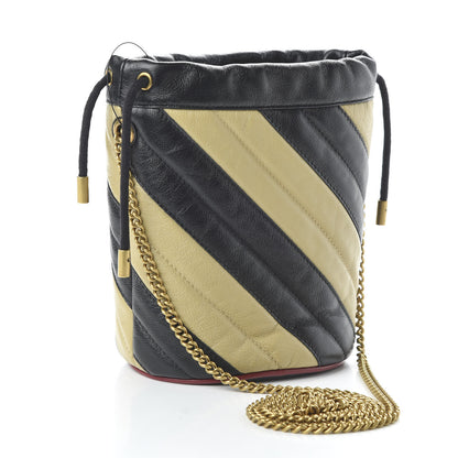 Gucci Azalea Calfskin Matelasse Diagonal Patchwork Mini Torchon GG Marmont 2.0 Bucket Bag Black Beige Romantic Cerise 3 of 9