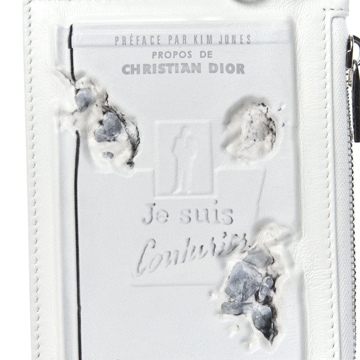 X DANIEL ARSHAM Grained Calfskin Zip Charm White