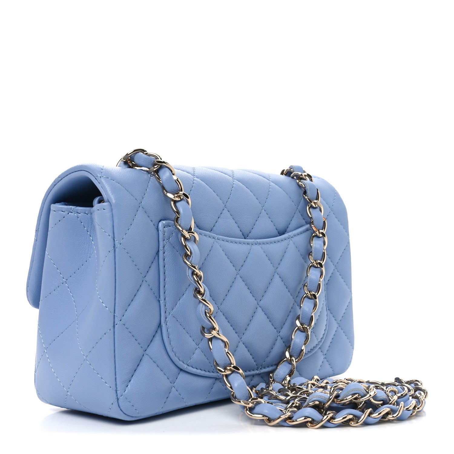 Chanel Lambskin Quilted Mini Rectangular Flap Light Blue 3 of 11