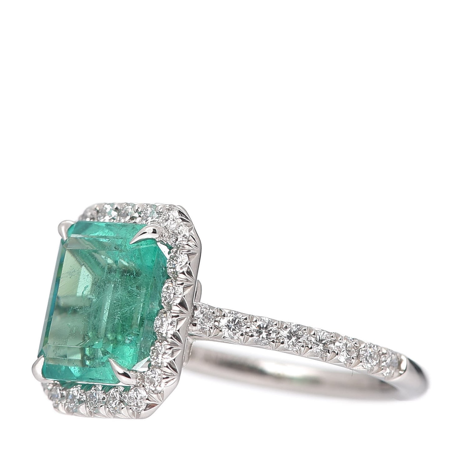 Platinum Diamond Colombian Emerald Cocktail Ring 54 7