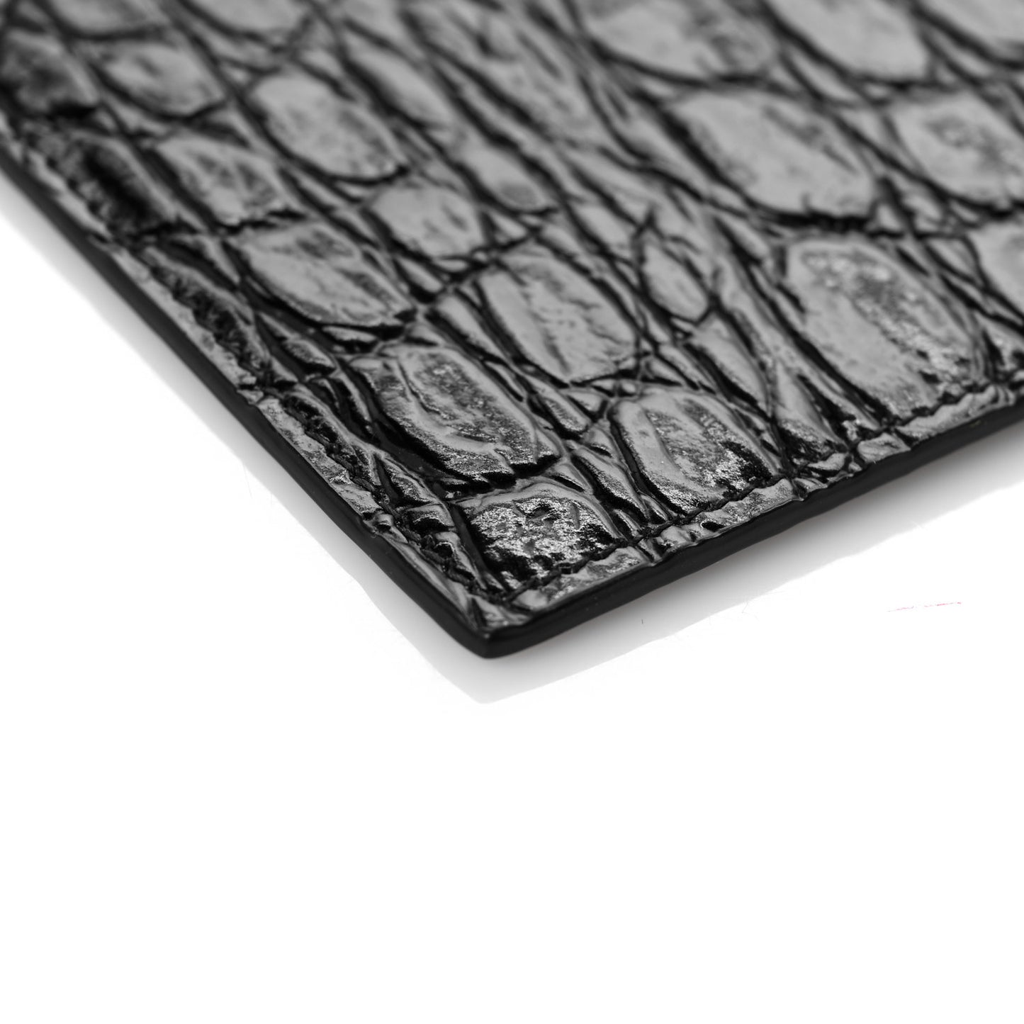 Calfskin Crocodile Embossed Uptown Monogram Pouch Black