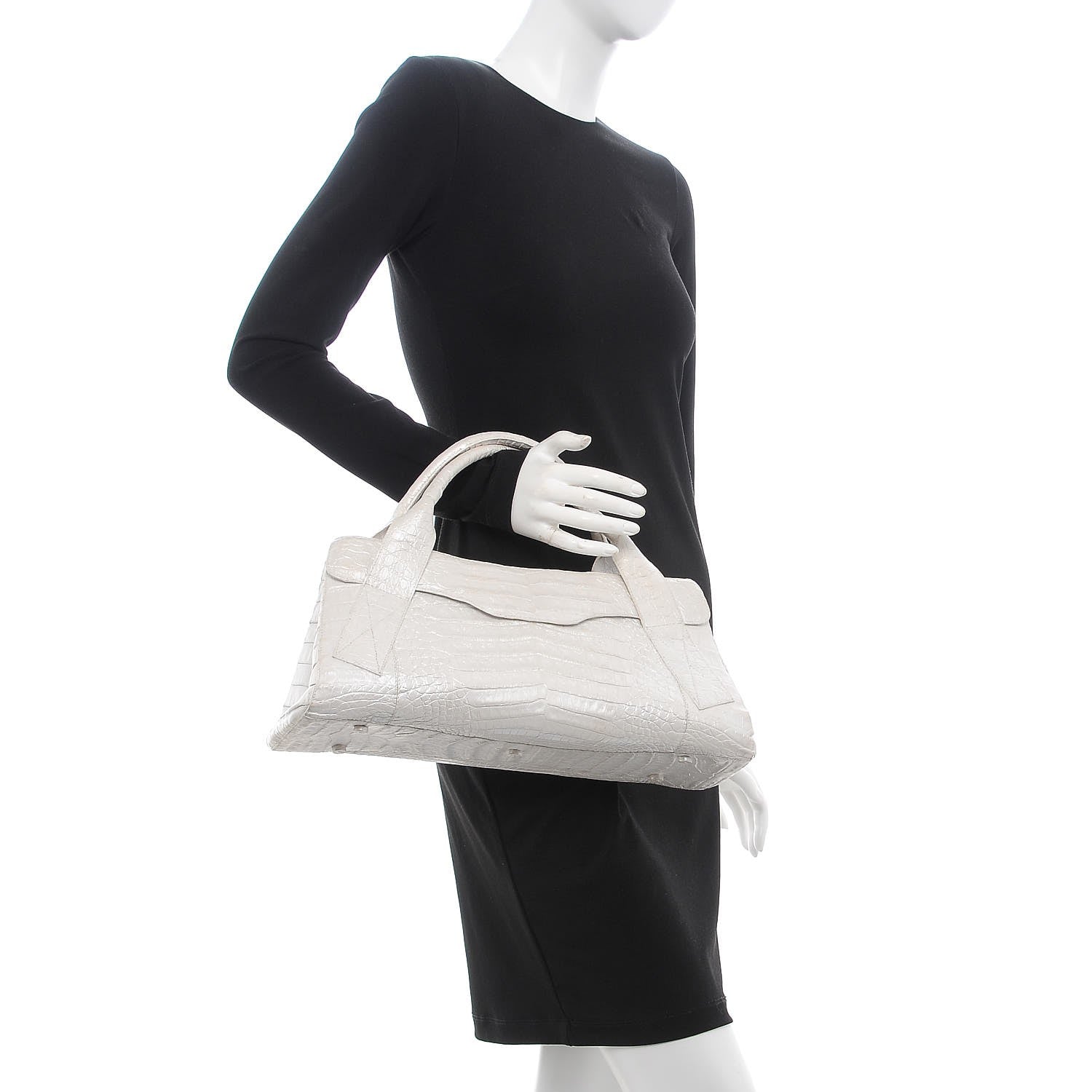 Nancy Gonzalez Metallic Crocodile Tote Light Silver 2 of 13