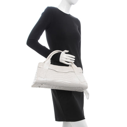 Nancy Gonzalez Metallic Crocodile Tote Light Silver 2 of 13