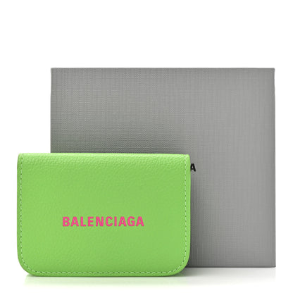 Balenciaga Calfskin Logo Everyday Mini Wallet Green Pink 13 of 13