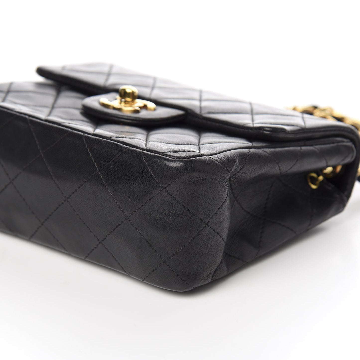 Lambskin Quilted Mini Square Flap Black