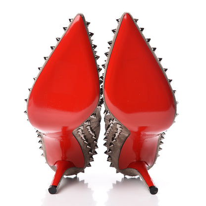Christian Louboutin Veau Velours Willetta 100 Ankle Boots 38.5 Cendre Gun 7 of 10