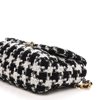 Chanel Tweed Quilted Large 19 Flap Black Ecru White 9 of 10