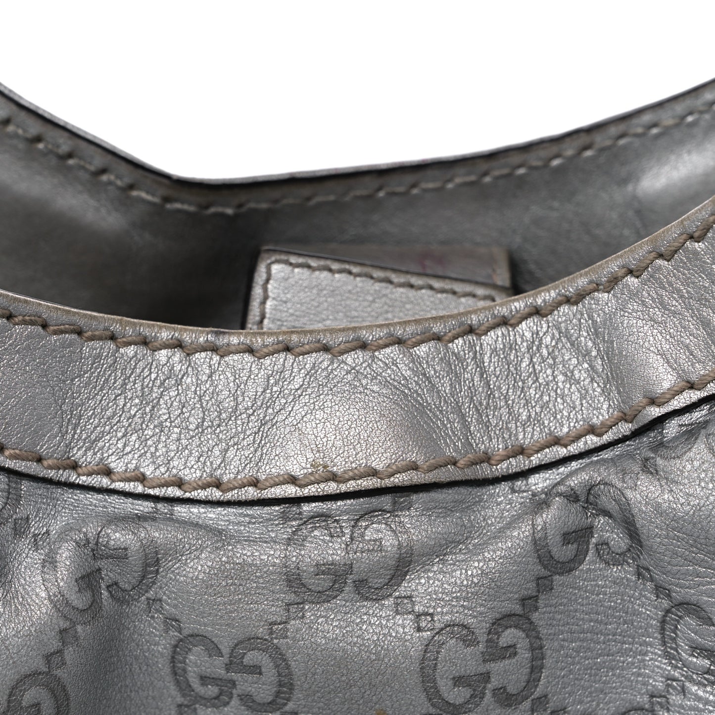 Metallic Guccissima Medium Sukey Tote Silver