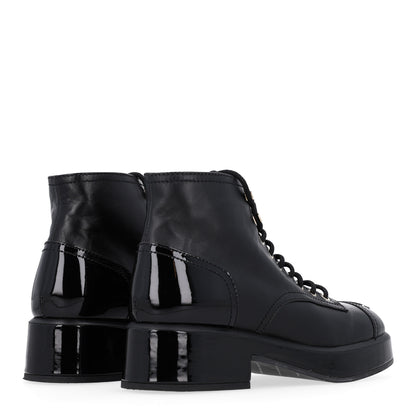 Chanel Shiny Calfskin Patent Lace Up Combat Short Boots 38.5 Black 5 of 10