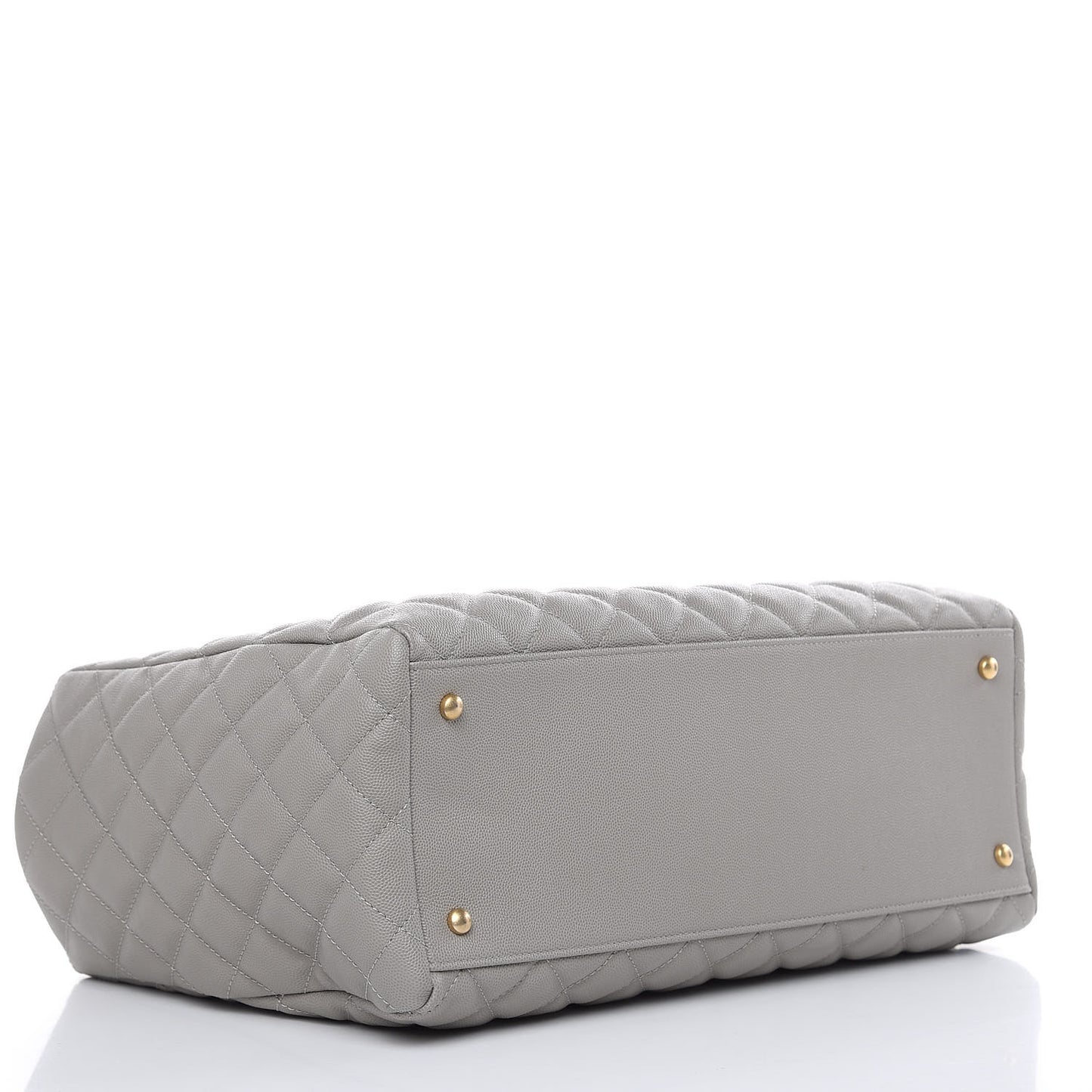Caviar Quilted Large Coco Handle Shopping Tote Grey