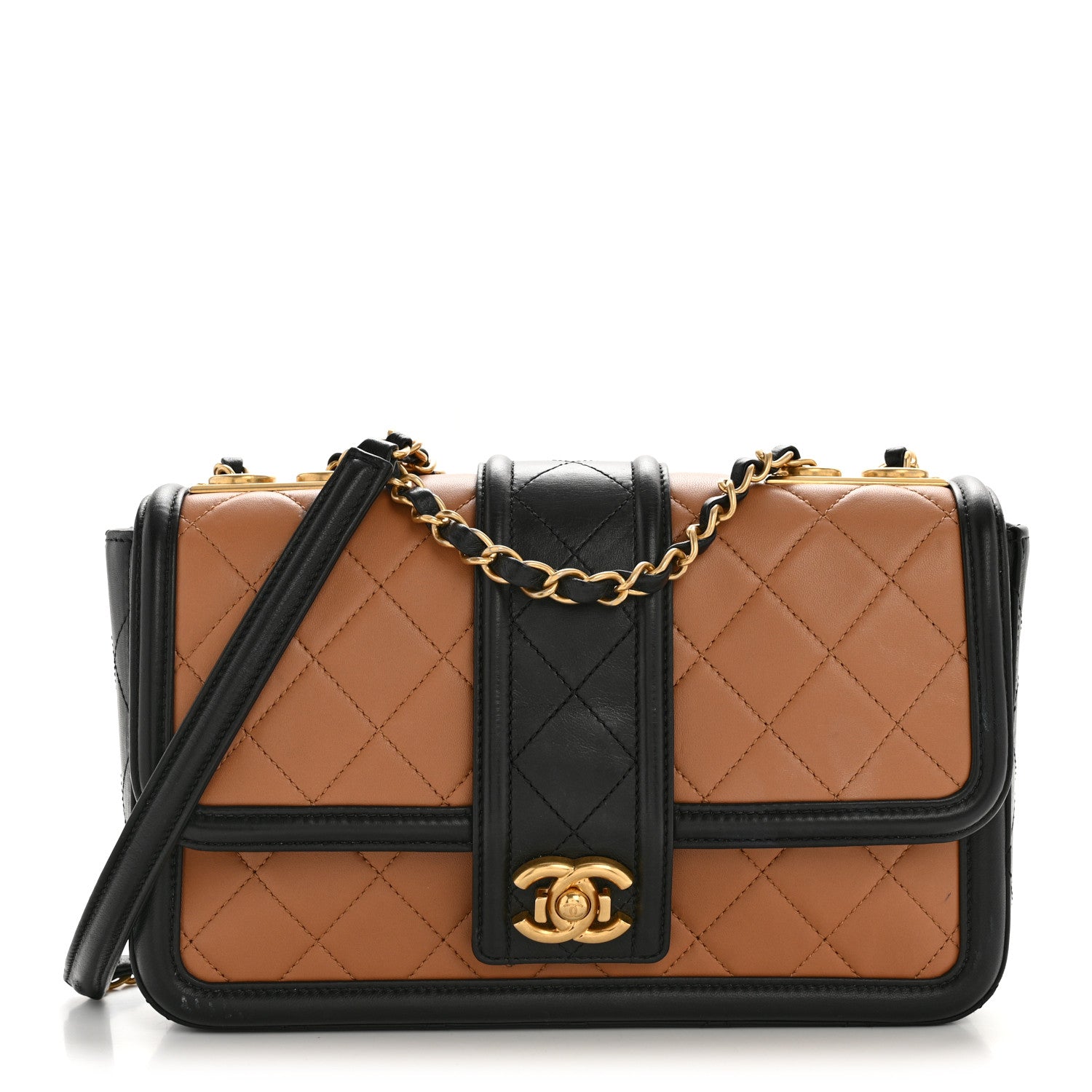 Chanel Lambskin Quilted Medium Elegant CC Flap Dark Beige Black 1 of 14