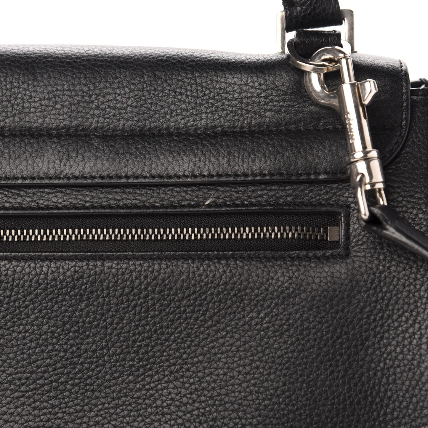 Drummed Calfskin Suede Small Trapeze Black