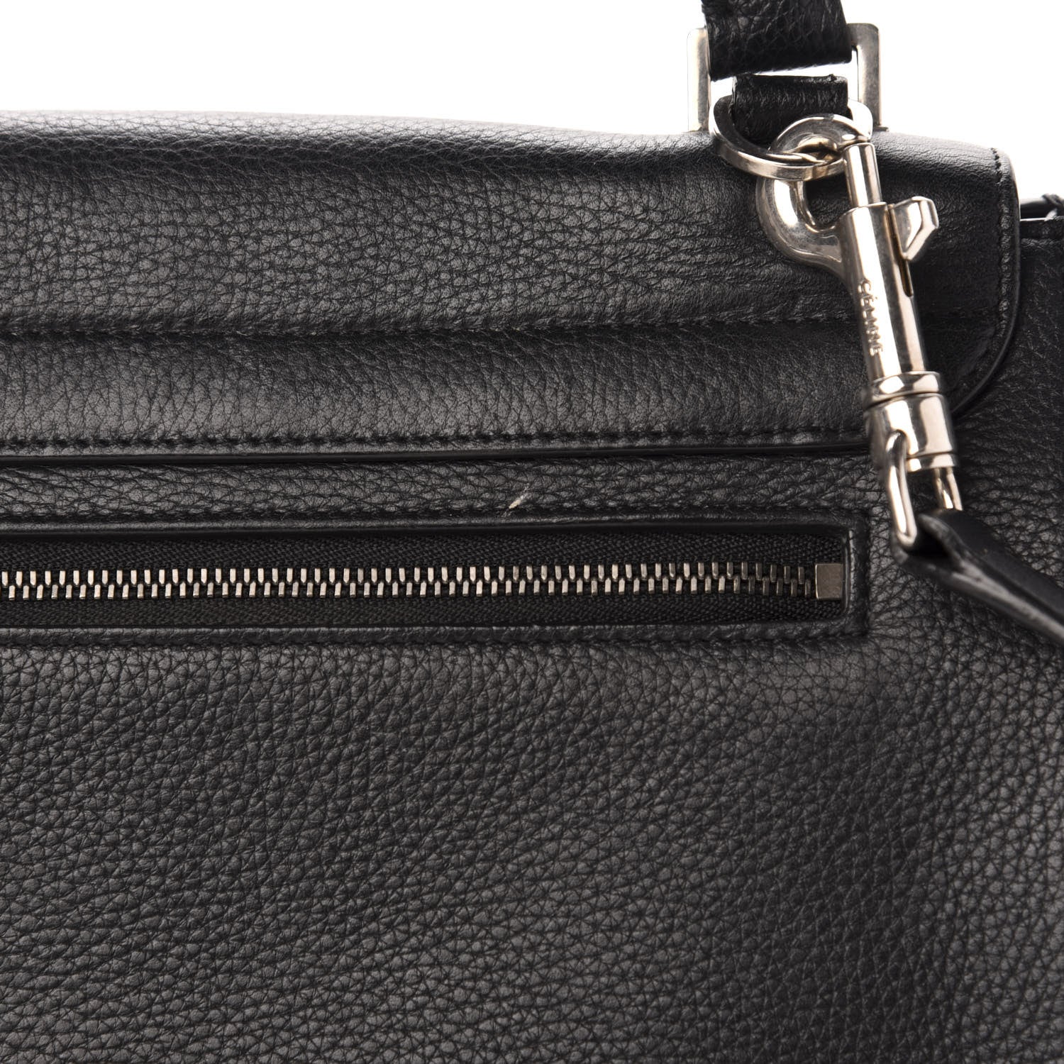 Celine Drummed Calfskin Suede Small Trapeze Black 12 of 13