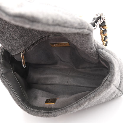 Chanel Wool Quilted Medium Chanel 19 Flap Grey 5 of 10