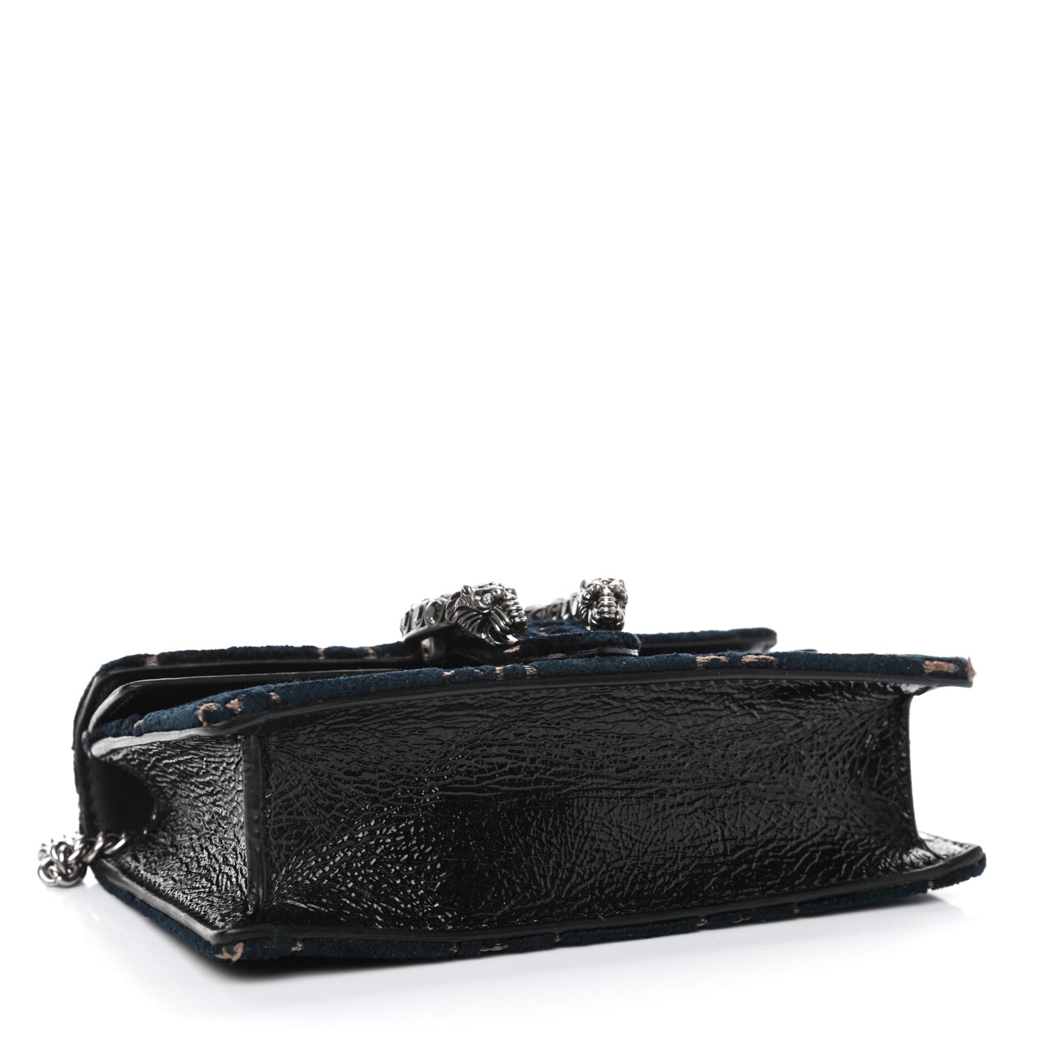 Gucci Velvet GG Monogram Super Mini Dionysus Shoulder Bag Blue Beige Black 3 of 4