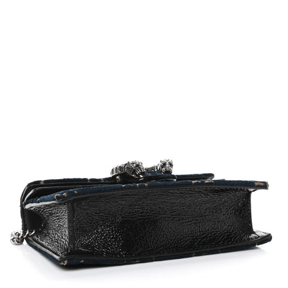 Gucci Velvet GG Monogram Super Mini Dionysus Shoulder Bag Blue Beige Black 3 of 4
